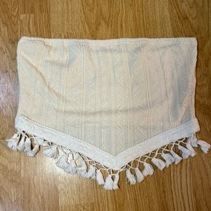 Cream fringe strapless/crop top